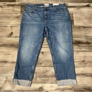 Everlane The Cheeky Jean Cropped Ankle Fray Denim Jeans Blue NWT Size 35 R